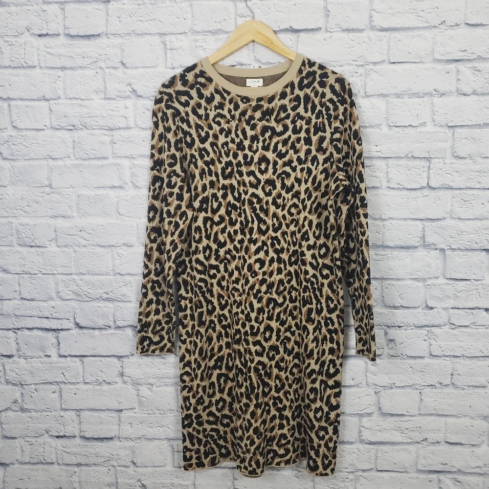 J. Crew Leopard Print Mini Dress in Tan and Black